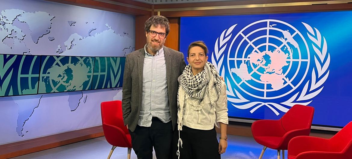 Май Шахин (справа) и Элик Эльханан в штаб-квартире ООН.