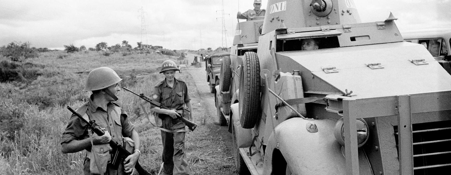 Units of the UN Force in the Congo (ONUC) secured positions outside the perimeter of Elisabethville in 1963. (file)