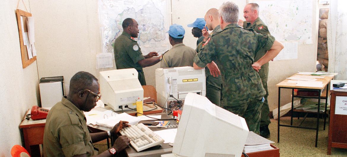 The UN Assistance Mission for Rwanda (UNAMIR) headquarters in Kigali in July 1994. (file)