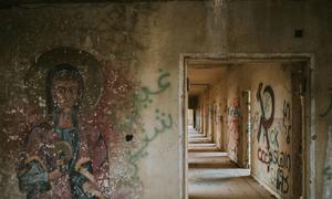 A Syrian hospital at the Israeli-Syrian border in the Golan region, lies in ruins. (file)