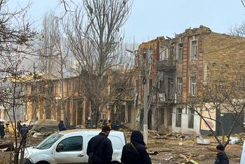 Destroyed buildings in Odesa, a port city in southern Ukraine. (file)