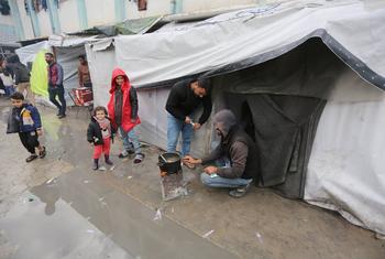 Palestinians shelter in an UNRWA school.
