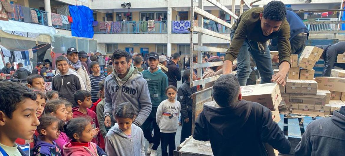 A school being used as a shelter for internally displaced persons (IDPs) in Gaza.