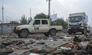 UN peacekeepers patrolling the streets of Goma in late January. (file)