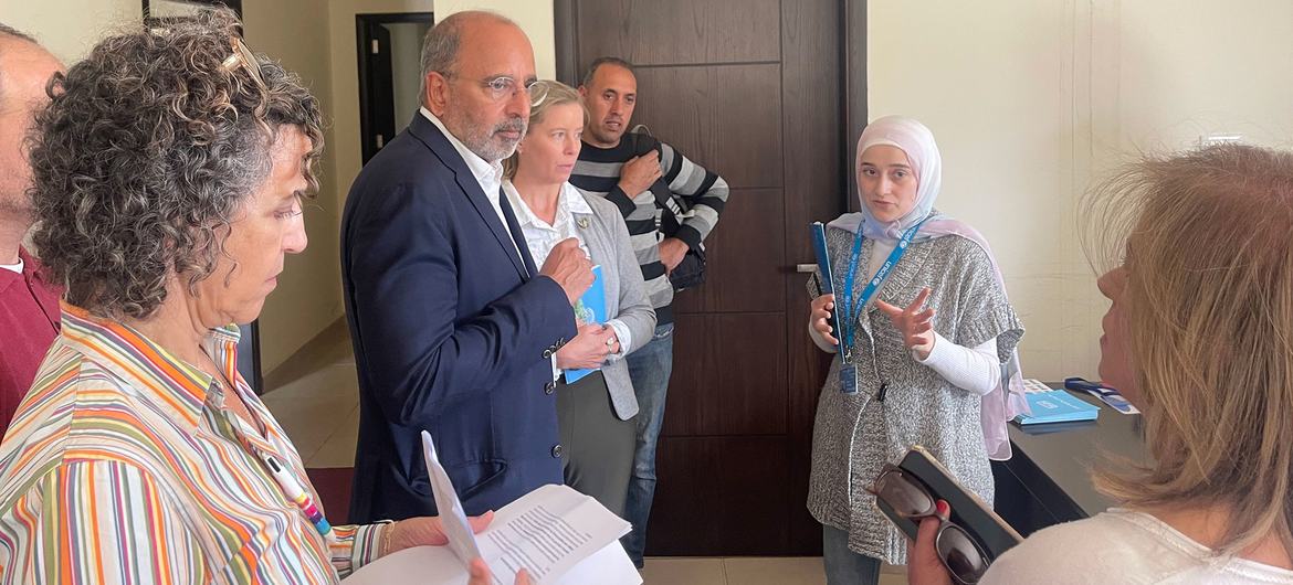 The UN Humanitarian Coordinator in Lebanon, Imran Riza, (second left) visits a health centre in Tyre, Lebanon. The UN Humanitarian Coordinator in Lebanon, Imran Riza, (second left) visits a health centre in Tyre, Lebanon.