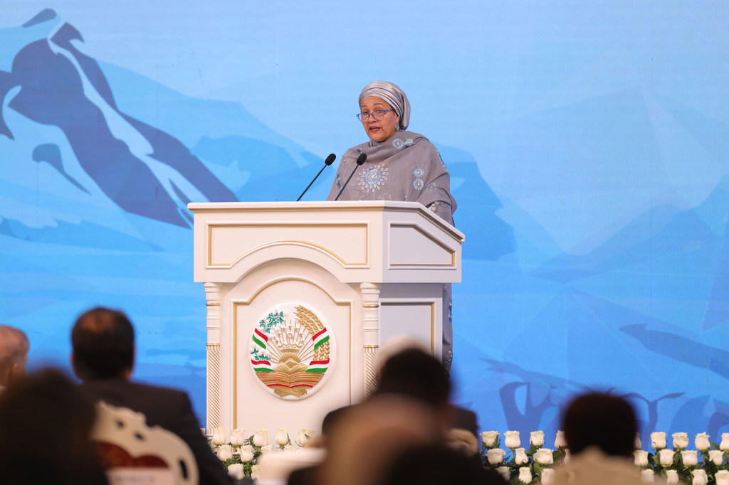 Deputy Secretary-General Amina Mohammed delivers remarks at the opening ceremony of the International Conference on Glacier's Preservation in Tajikistan.