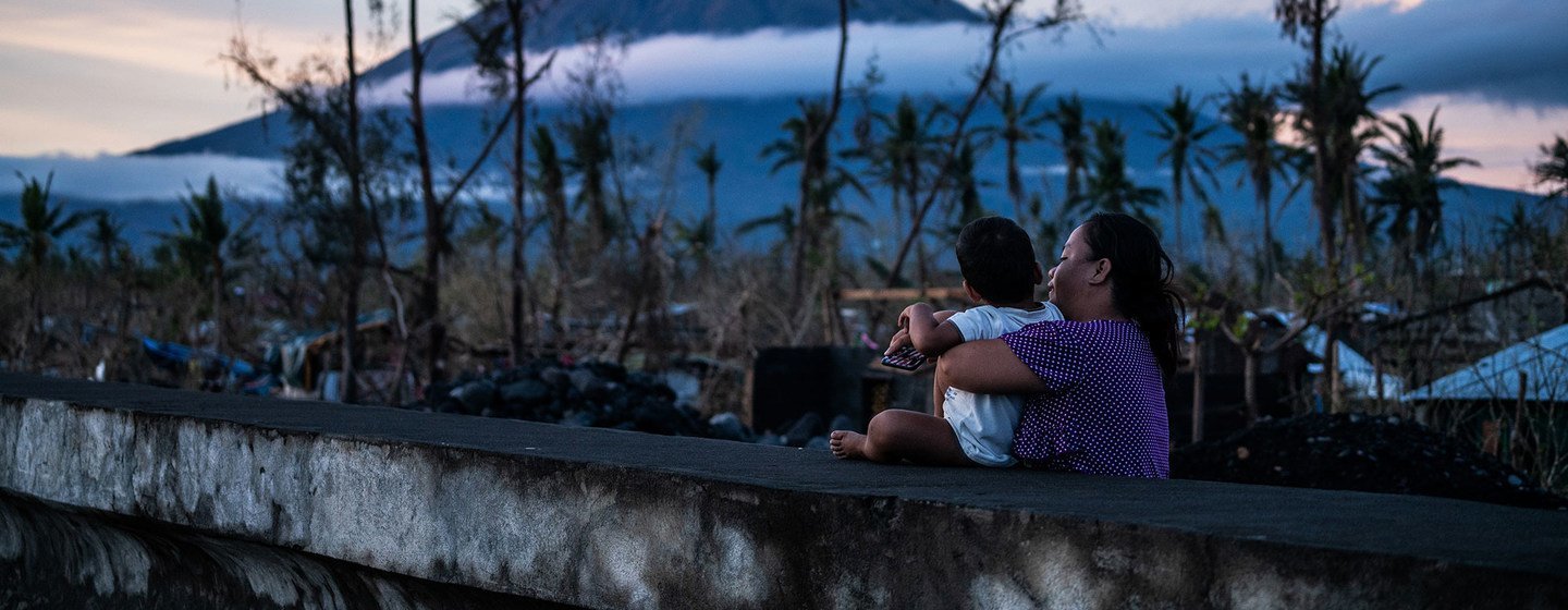 A typhoon destroyed the house of a family  in Molinao, Philippines.