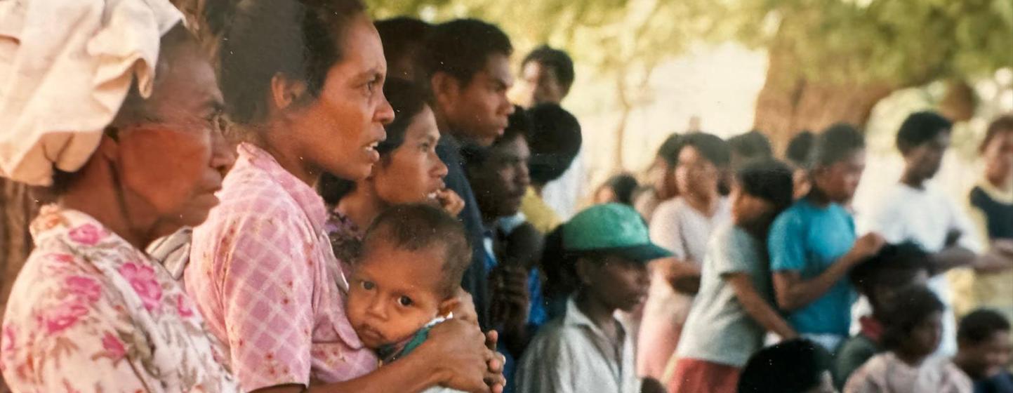 People in Timor-Leste observe voting during the August 1999 referendum. 