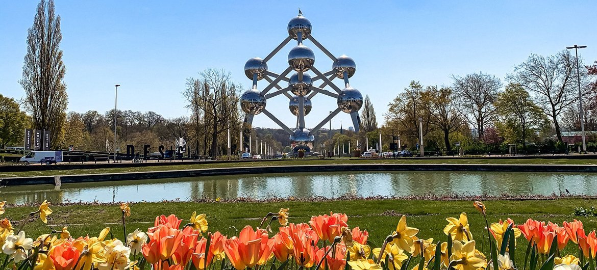 El Atomium, una estructura construida originalmente para la Feria Mundial de Bruselas de 1958.