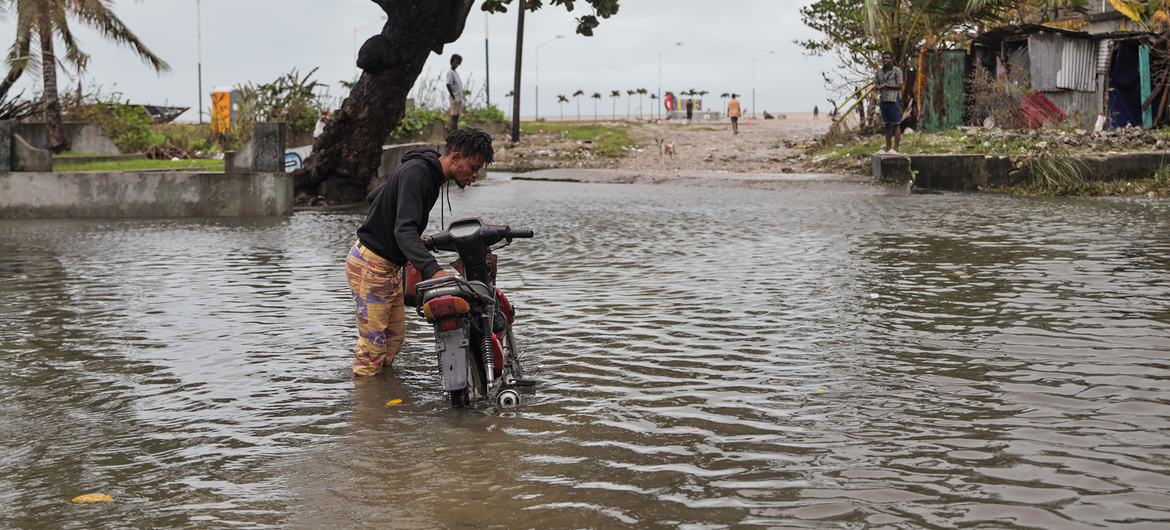 The southern city of Les Cayes is flooded due to Hurricane Melissa in October 2025.