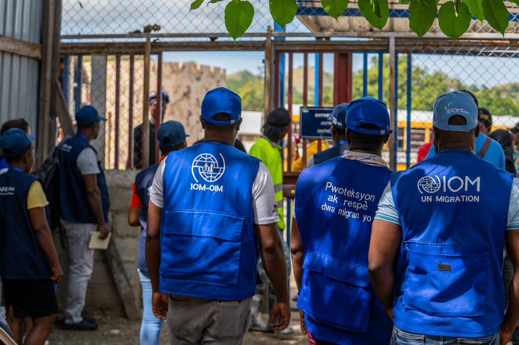 Il personale dell'IOM si prepara ad aiutare gli haitiani deportati mentre rientrano il loro paese d'origine.