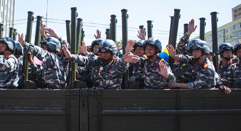 朝鲜民主主义人民共和国平壤的阅兵仪式。