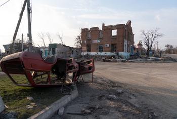 Towns across Ukraine, including Lyman, in the east of the country have been bombed.