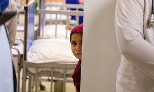 A child at the Indira Gandhi Children's Hospital in Kabul, Afghanistan.