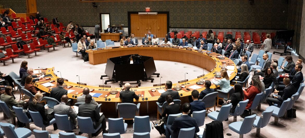 قاعة مجلس الأمن الدولي أثناء أحد اجتماعاته.