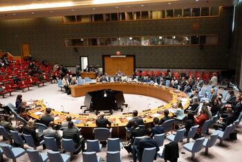 قاعة مجلس الأمن الدولي أثناء أحد اجتماعاته.