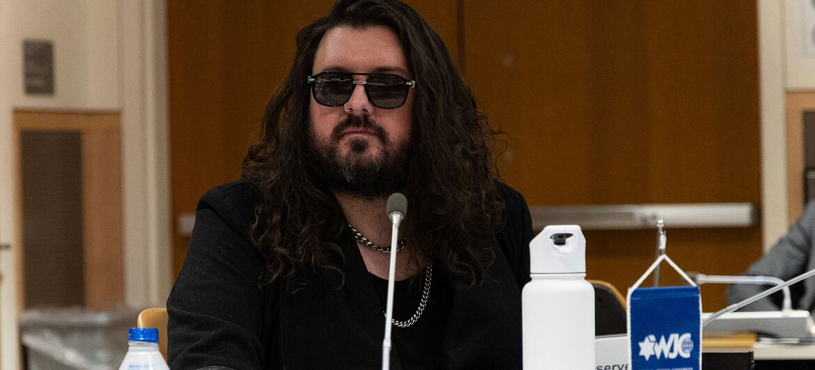 Luc Bernard, a video director and cultural changemaker, participates in a panel discussion on 'Technology, Memory, and the Future of Holocaust Remembrance' at UN Headquarters in New York.