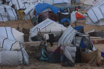 ग़ाज़ा में, कुछ लोग अस्थाई शरणार्थी शिविरों में नज़र आ रहे हैं. 