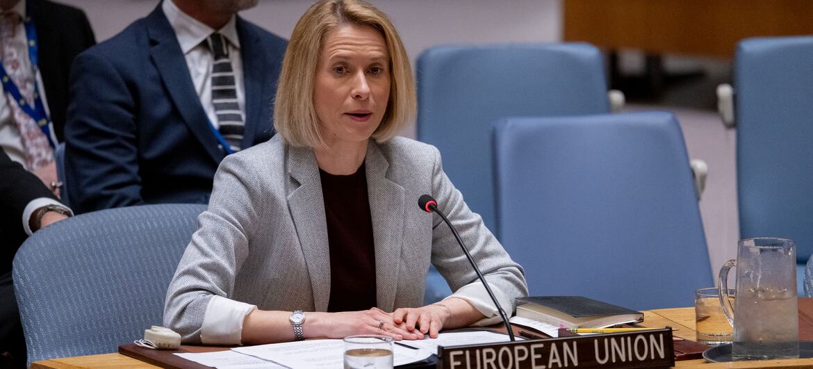 Kaja Kallas, High Representative of the European Union for Foreign Affairs and Security Policy, speaking at the UN Security Council meeting on cooperation between the UN and EU in maintaining international peace and security.