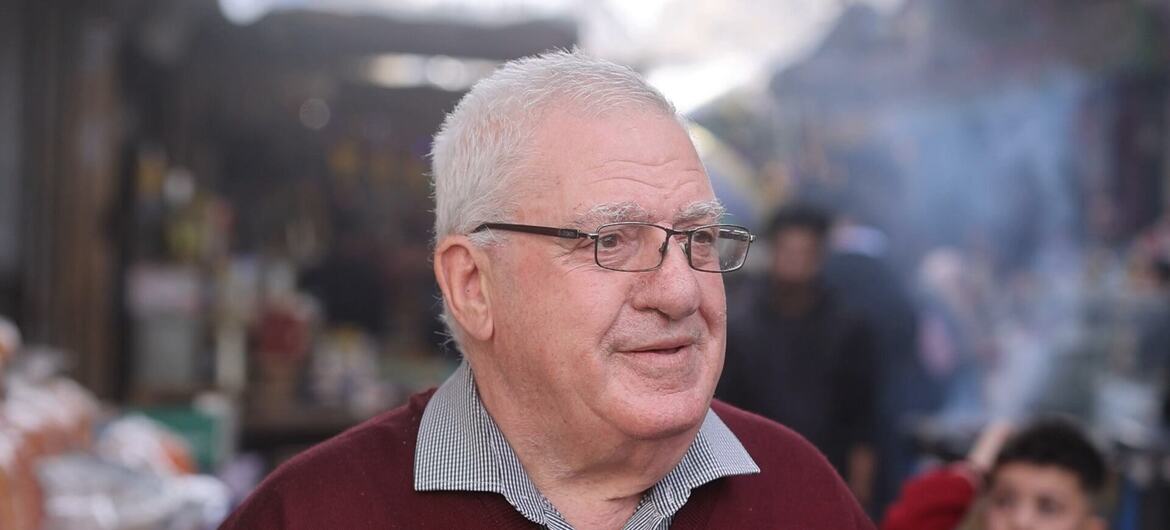 Mr. Maher Tarazi, from Gaza's Christian community, talking to UN News in Gaza City.