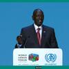Rais wa Kenya William Ruto akizungumza kwenye jukwaa wakati wa Mkutano wa World Urban Forum huko Baku, Azerbaijan.