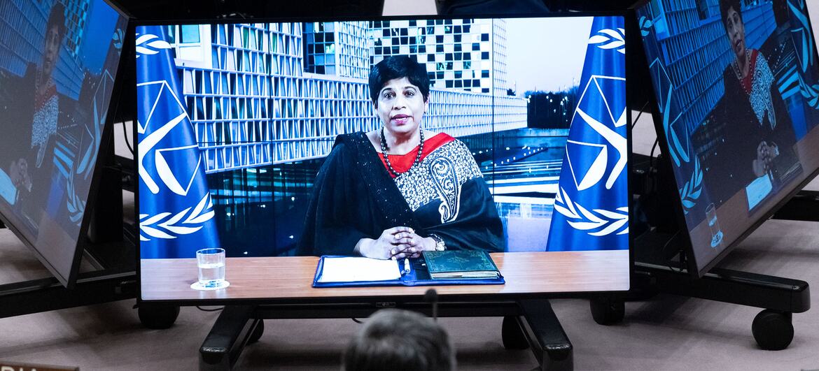 Nazhat Shameem Khan, Deputy Prosecutor of the International Criminal Court, participates in a virtual Security Council meeting discussing the situation in Sudan and South Sudan, with ICC's work in Darfur.