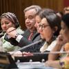 O secretário-geral da ONU, António Guterres, durante uma reunião com representantes de ONGs na Comissão sobre a Condição da Mulher (CSW).