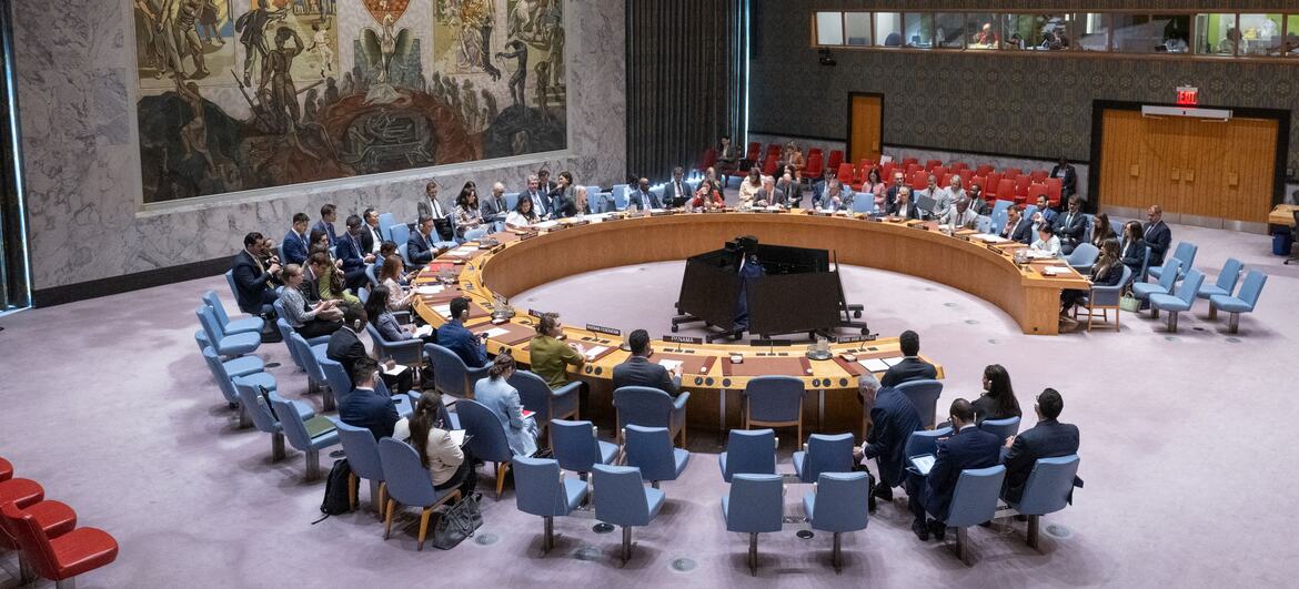 联合国安理会关于叙利亚局势会议的全景图。