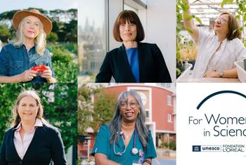 Image promotionnelle des Prix L'Oréal-UNESCO Pour les Femmes et la Science 2026 mettant en scène cinq chercheuses. L'image est un collage de portraits et de clichés des lauréates dans leurs domaines scientifiques respectifs, accompagné du logo officiel de l'événement.