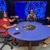 Wanawake watatu katika studio ya redio wakiwa na nembo za UN kwenye skrini nyuma yao, wakishiriki katika majadiliano kuhusu CRPD na COSP19 nchini Tanzania.