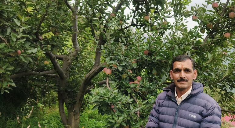दूरदराज क्षेत्र में फसल के साथ किसान