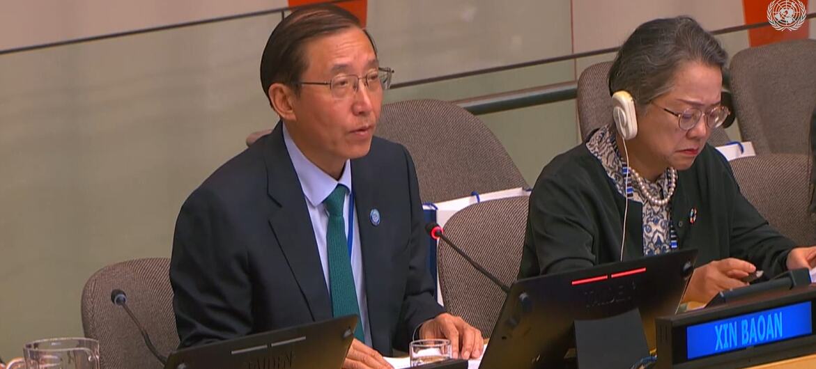 联合国秘书长在纽约举行的联合国安理会会议上发表讲话。