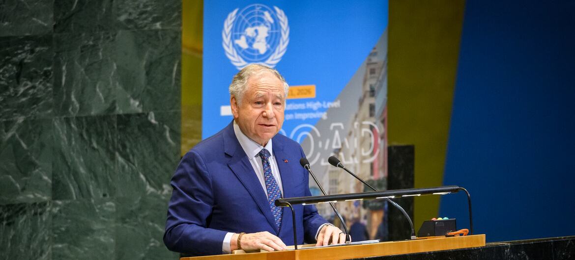 Jean Todt, envoyé spécial du Secrétaire général pour la sécurité routière, s'adresse à la 104e séance plénière de l'Assemblée générale sur l'amélioration de la sécurité routière mondiale.