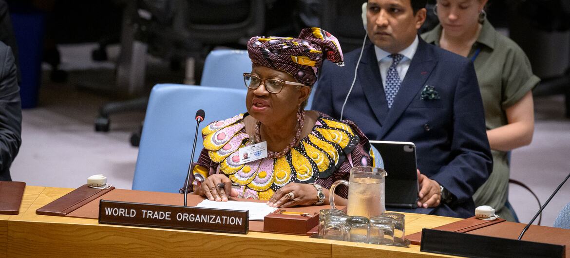 Ngozi Okonjo-Iweala interviene en una reunión del Consejo de Seguridad de la ONU sobre la gobernanza de los recursos naturales.