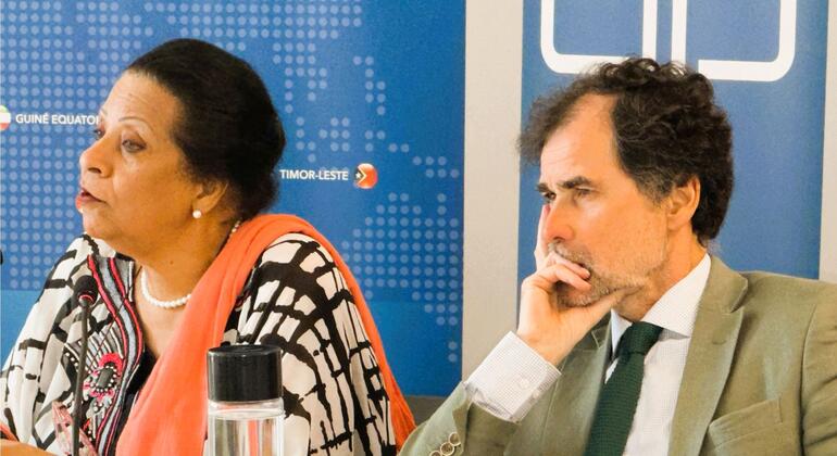 A secretária-executiva da CPLP, Fátima Jardim, compôs a mesa do Encontro de Política Externa e Pensamento Estratégico ao lado do presidente do IPDAL, Paulo Neves.
