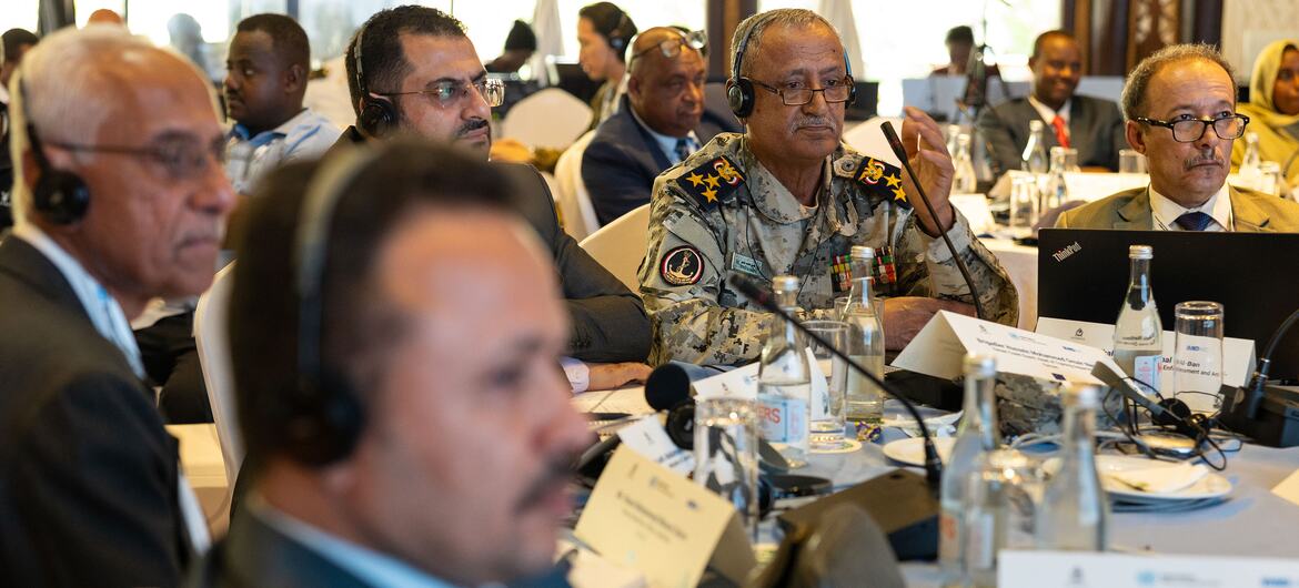 Delegates including a uniformed naval officer attend the 5th Regional Maritime Law Enforcement Dialogue for the Red Sea and Gulf of Aden in Nairobi.