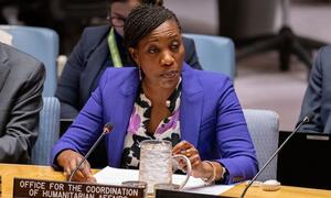 Edem Wosornu, Mkurugenzi wa Ofisi ya Uratibu wa Mambo ya Kibinadamu, anazungumza katika mkutano wa Baraza la Usalama la Umoja wa Mataifa kuhusu hali ya kibinadamu nchini Syria.