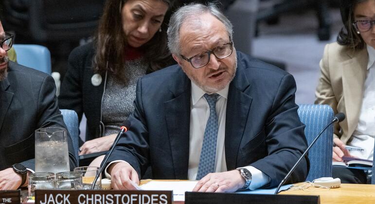 جاك كريستوفيدس، الممثل الخاص لقوة كبح العصابات، يقدّم تقريراً لمجلس الأمن بشأن مسألة هايتي.