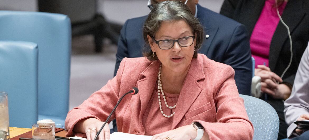 Vivian van de Perre, Représentante spéciale adjointe pour la protection et les opérations au sein de la MONUSCO, s'exprime lors d'un briefing ouvert du Conseil de sécurité de l'ONU sur la République démocratique du Congo.