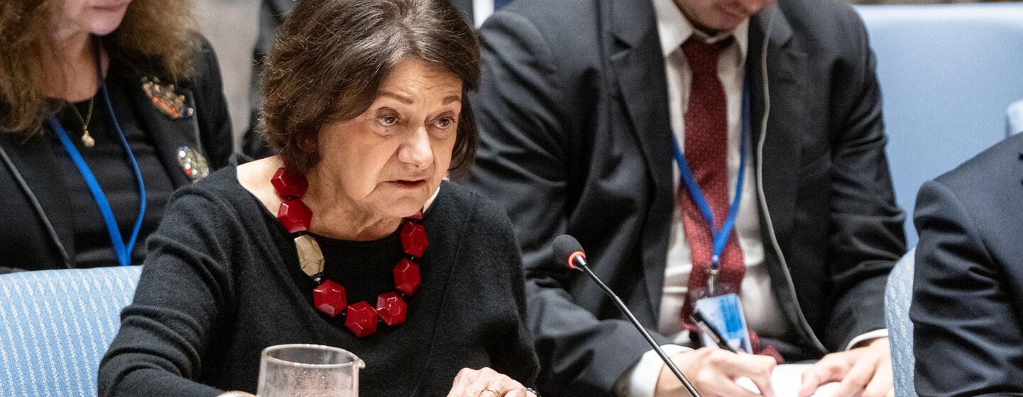 Rosemary DiCarlo, sous-secrétaire générale de l'ONU, s'exprime lors d'une réunion du Conseil de sécurité sur la non-prolifération et la République populaire démocratique de Corée.