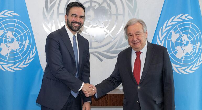 الأمين العام يستقبل عمدة نيويورك في مقر الأمم المتحدة