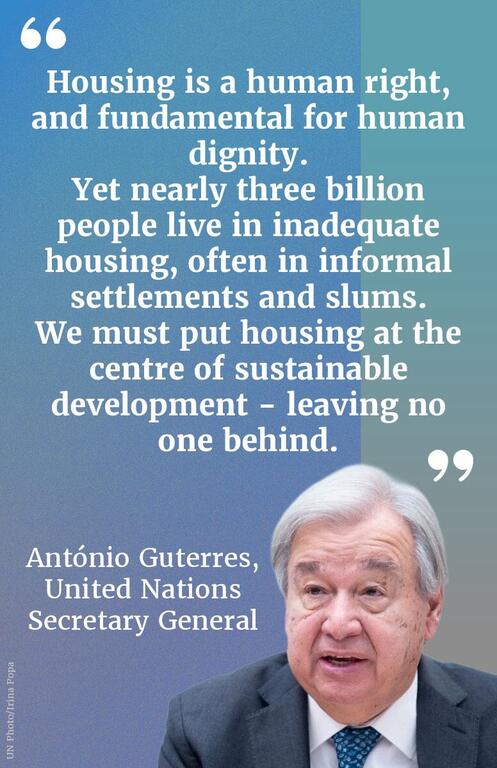 United Nations Secretary-General António Guterres speaks about housing as a human right during the World Urban Forum 13.