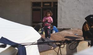 A family takes refuge at a school in Atarib, west of Aleppo, Syria following the devastating earthquake that hit the region.