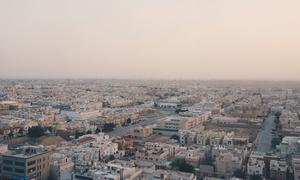 A bird's eye view of the city of Riyadh, Saudi Arabia.