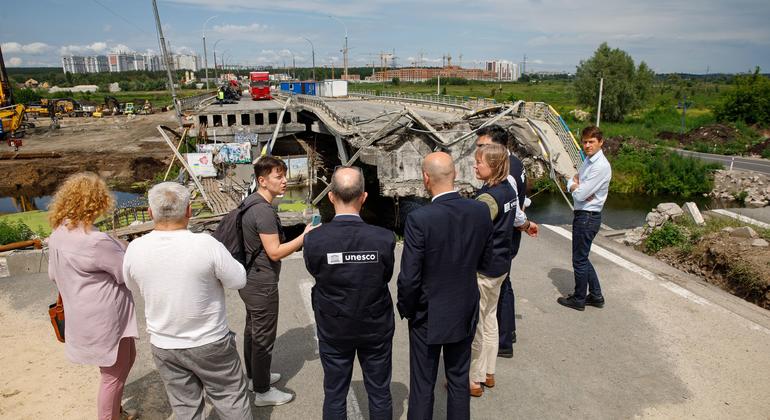 UNESCO staff in Ukraine conducting damage assessment in Borodyanka, near Kyiv.