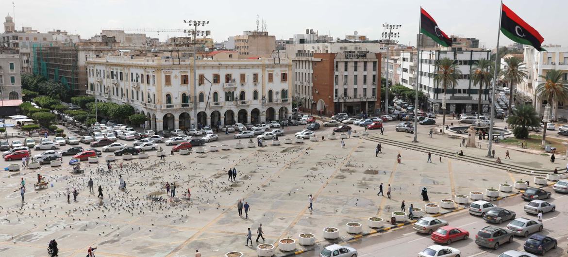 A central plaza in Tripoli, the capital of Libya.