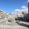 Old city centre in Benghazi, destroyed by bombs and fighting in Libya.