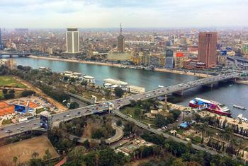 مصر کے دارالحکومت قاہرہ کا ایک فضائی منظر۔