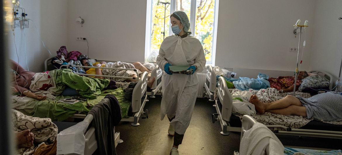 Hospital na Ucrânia surante a pandemia de Covid-19