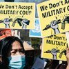 美国华盛顿的白宫外举行的一场反对缅甸军事政变的示威活动。